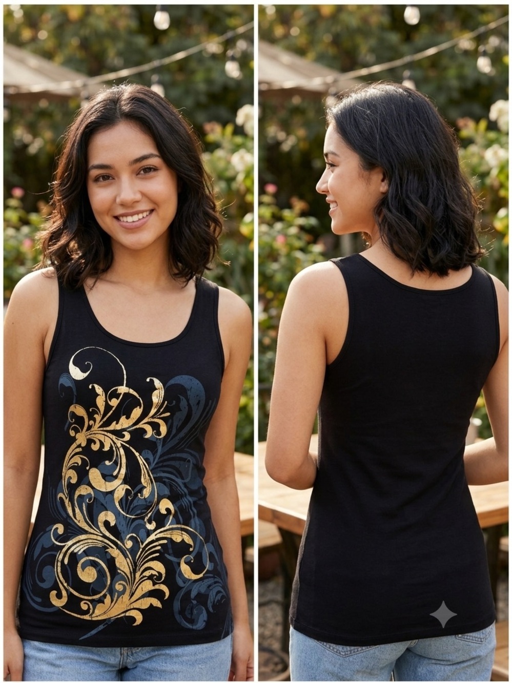 Greensource Black Graphic Tank Top Small